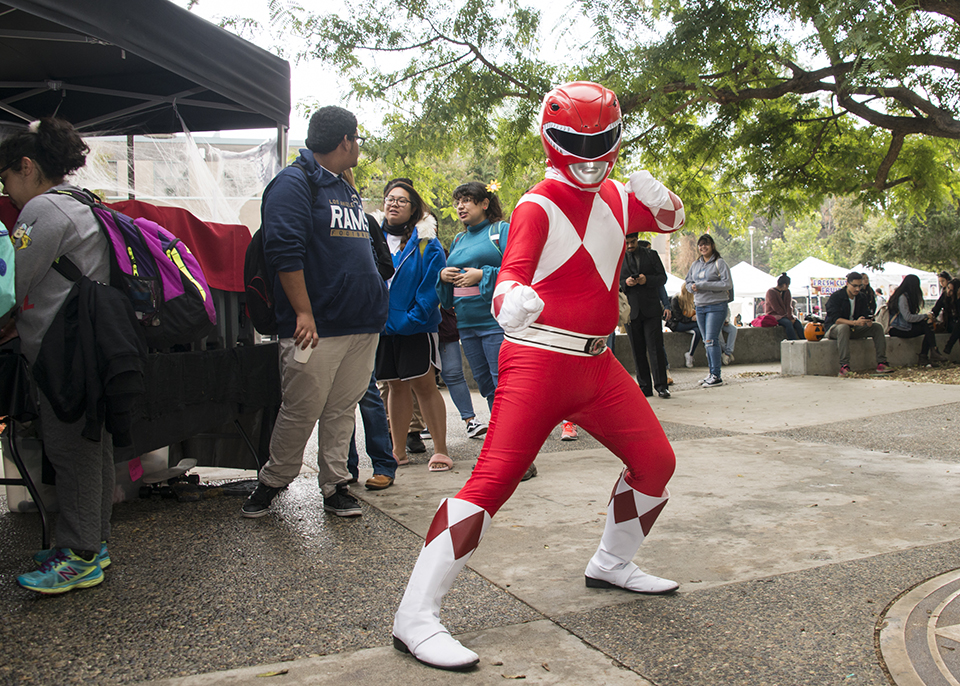 Person in Power Ranger costume