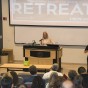 CSUN President Dianne F. Harrison speaks to university leaders.