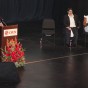 CSUN President Dianne F. Harrison delivers her annual Welcome Address while Mary-Pat Stein and Beverly Ntagu look on.