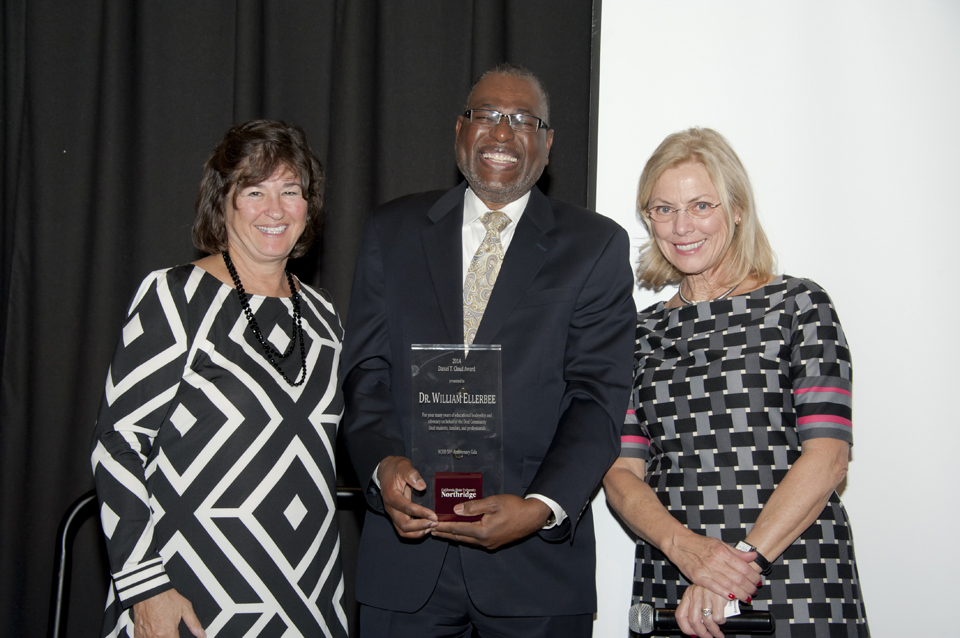 Roz Rosen and President Harrison pose with William Ellerbee