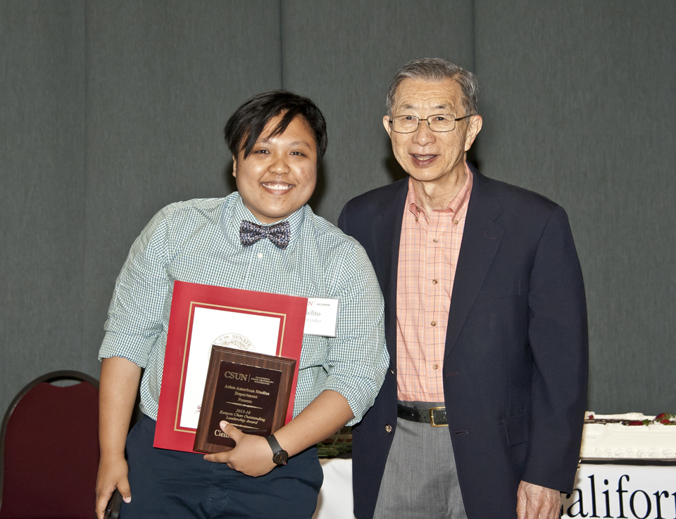 Asian American studies student Cielito Fernandez with Former Vice President of Academic Affairs Bob Suzuki.