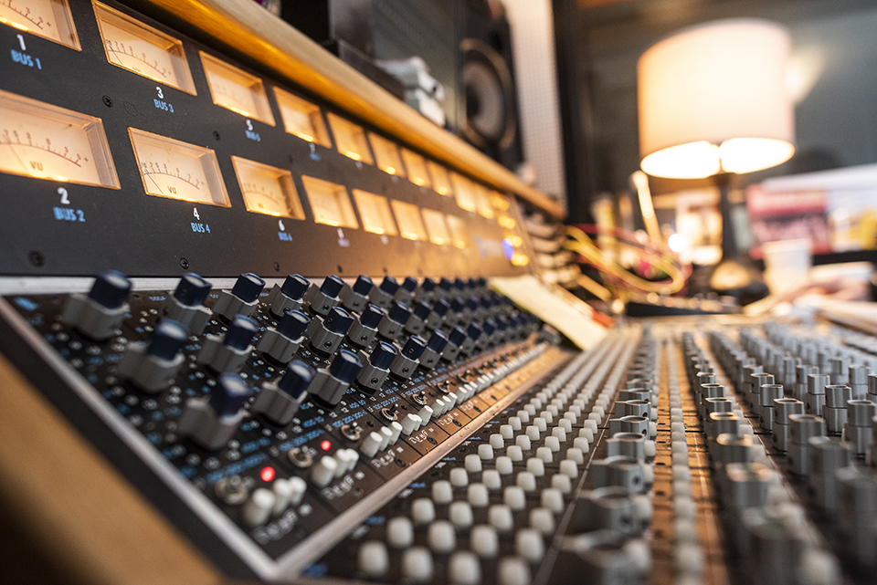 The studio soundboard.