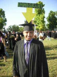 Cortez poses for a photograph, moments before graduating from CSUN on May 30, 2006. Courtesy of Julio Cortez. 