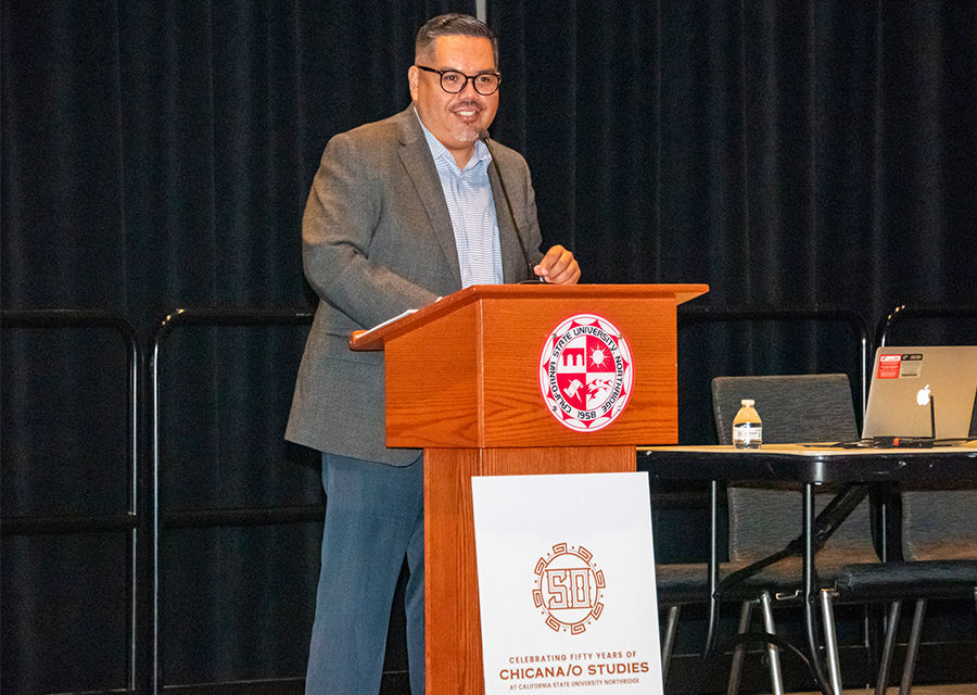 Cal Poly Pomona professor and former CSUN Chicana/o Studies lecturer José Aguilar-Hernández gives a keynote lecture on the history of Chicana/o Studies.