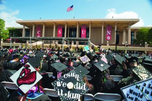 New CSUN graduates celebrate commencement in 2019. CSUN was ranked 4th in the nation in 2021 on CollegeNet’s Social Mobility Index, which measures a college’s success at moving students up the social and economic ladder. 