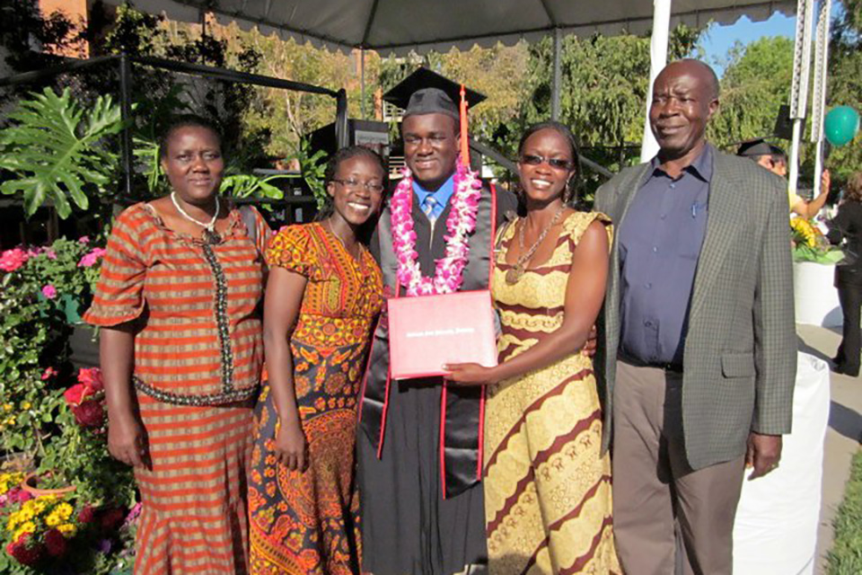 Hudson Asiema's family visiting from Kenya to celebrate his graduation from CSUN's College of Engineering and Computer Science in 2010.
