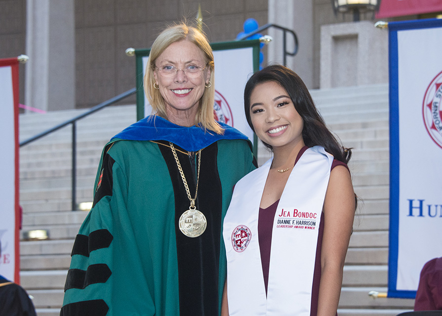 President Harrison also presented the 2017 Dianne F. Harrison Leadership Award to Jea Bondoc, a business major from last year’s freshman class. Bondoc achieved a 3.98 grade point average and participated in several on-campus clubs and activities. Photo by David J. Hawkins.