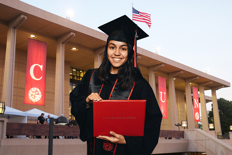 Virtual graduation portrait by the CSUN Library's Creative Media Studio.