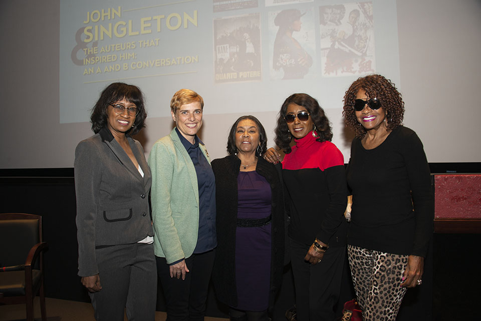 Dianah Wynter, CTVA professor and exhibit curator; Doris Berger, the Academy Museum's head of curatorial affairs; Sheila Ward, Singleton's mother and chief executive of New Deal Productions and two of her guests.
