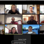 A panel view of 12 CSUN journalism professors participating in a virtual Zoom meeting.