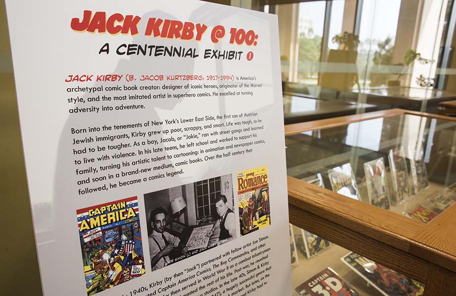 Jack Kirby @ 100: A Centennial Exhibit. Marvel comics is back at CSUN's Oviatt Library in the Music and Media wing. Photo by Lee Choo.