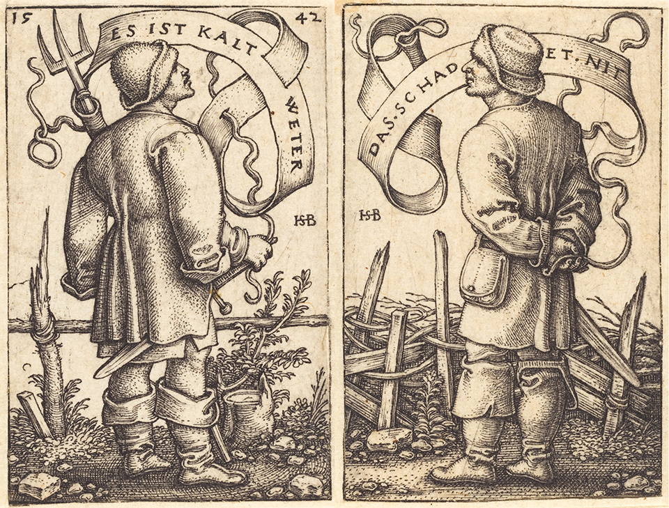 CSUN history professor Natale Zappia and a team of researchers find clues for coping with climate change in the past. Their findings appear in the most recent edition of the journal Nature. Woodcut print “The Weather Peasant” by Sebald Beham from 1542 states “it is cold weather” but “it does not harm.”