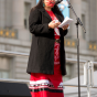 Noemi Tungüi '17 (Psychology) speaks about the rights of indigenous women on Jan. 18 at the San Francisco Women's March