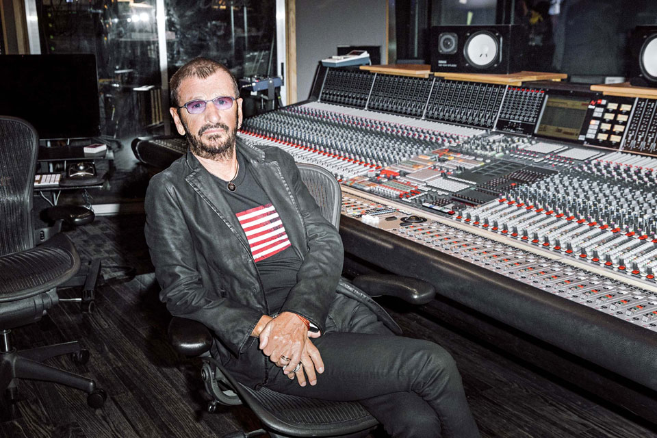 Ringo Starr in recording studio.