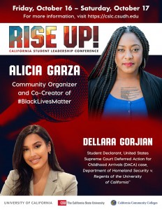 Flyer for Rise Up! Student Leadership Conference, scheduled for Oct. 16-17, 2020, online.