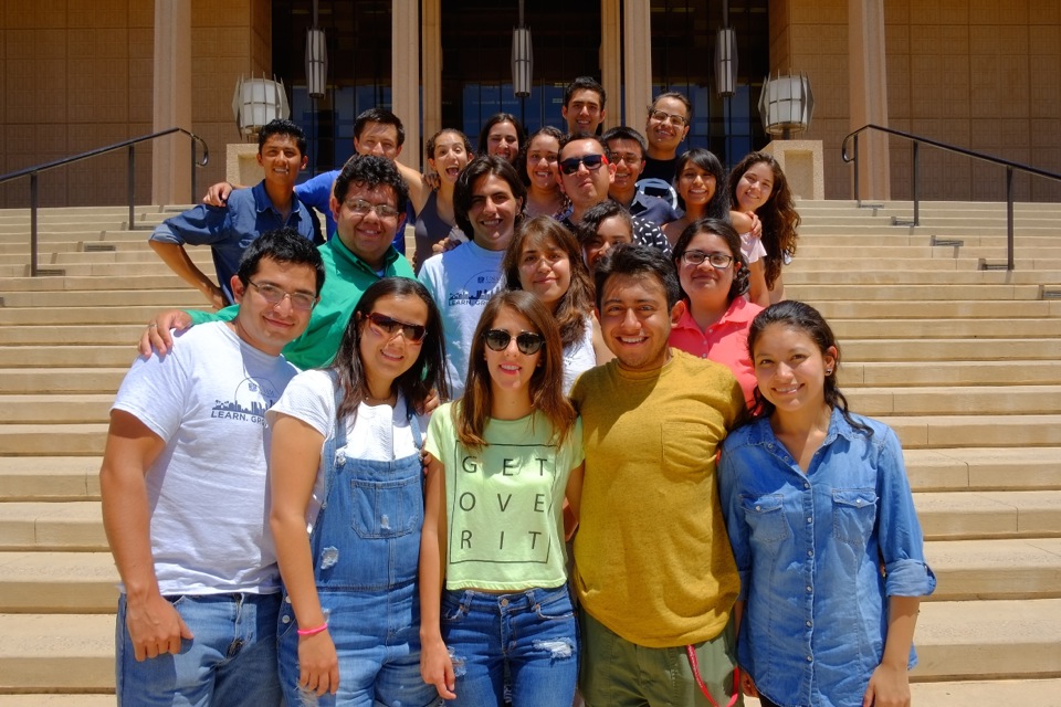 Group of students in front of library