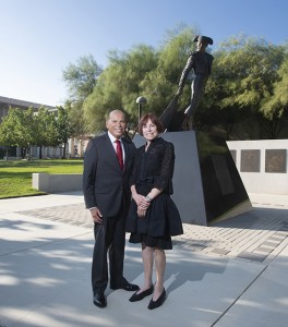 CSUN alumnus and notary pioneer Milt Valera and his wife, Debbie, who have committed more than $11 million for programs across the campus, particularly those that support students who have been part of the foster care system. Photo by Lee Choo.