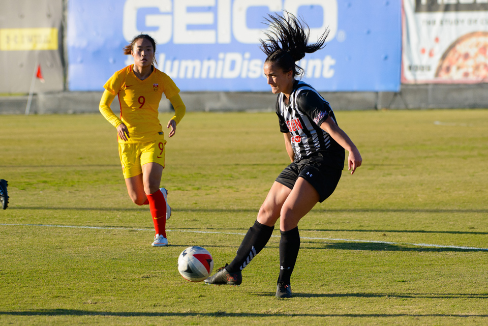 Action photo from CSUN-China friendly soccer match.