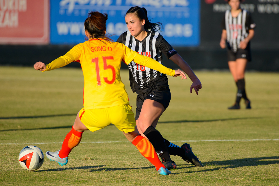 Action photo from CSUN-China friendly soccer match.