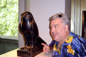 Paul Warshauer with a maltese falcon