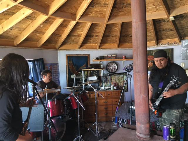 The band I Don't Konform playing in a hogan on the Navajo reservation. Photo by Ashkan Soltani-Stone.