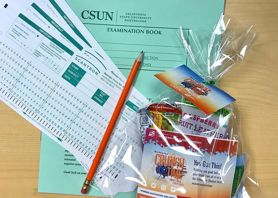 Exam supplies, including Scantrons, exam booklets and pencils, as well as a bag of treats will be given out to students during the USU's Crunch Time.