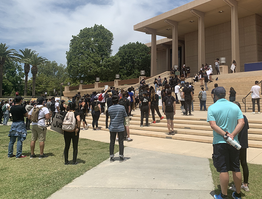 Students, faculty staff and community at the start of the protest at CSUN and the surrounding community.