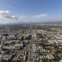 Aerial view of North Hollywood and Burbank in the San Fernando Valley area of Los Angeles, California.