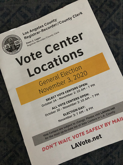 Vote center booklet with locations.